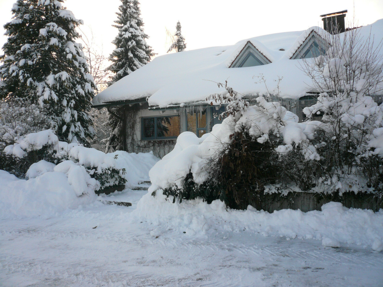 im Winter vor dem Haus